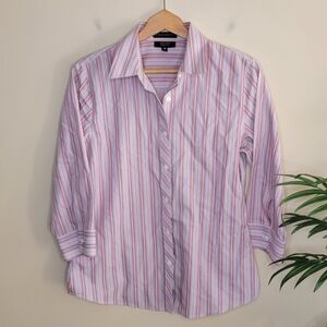 Foxcroft | Non-Iron Shaped Fit Striped Button Down Shirt Size 6